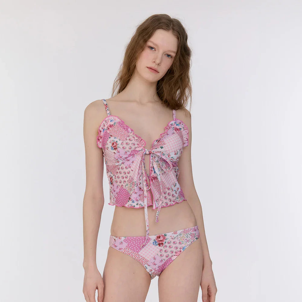 LOOPLOOP Classic Reversible Bikini Bottom Bohemian Patchwork Pink-2