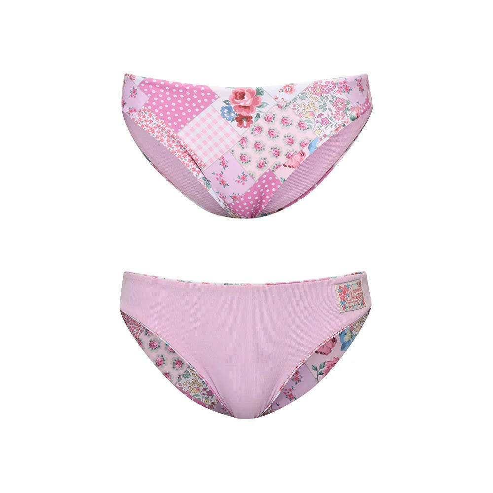 LOOPLOOP Classic Reversible Bikini Bottom Bohemian Patchwork Pink