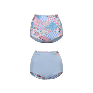 High Reversible Bikini Bottom Bohemian Patchwork Sky blue