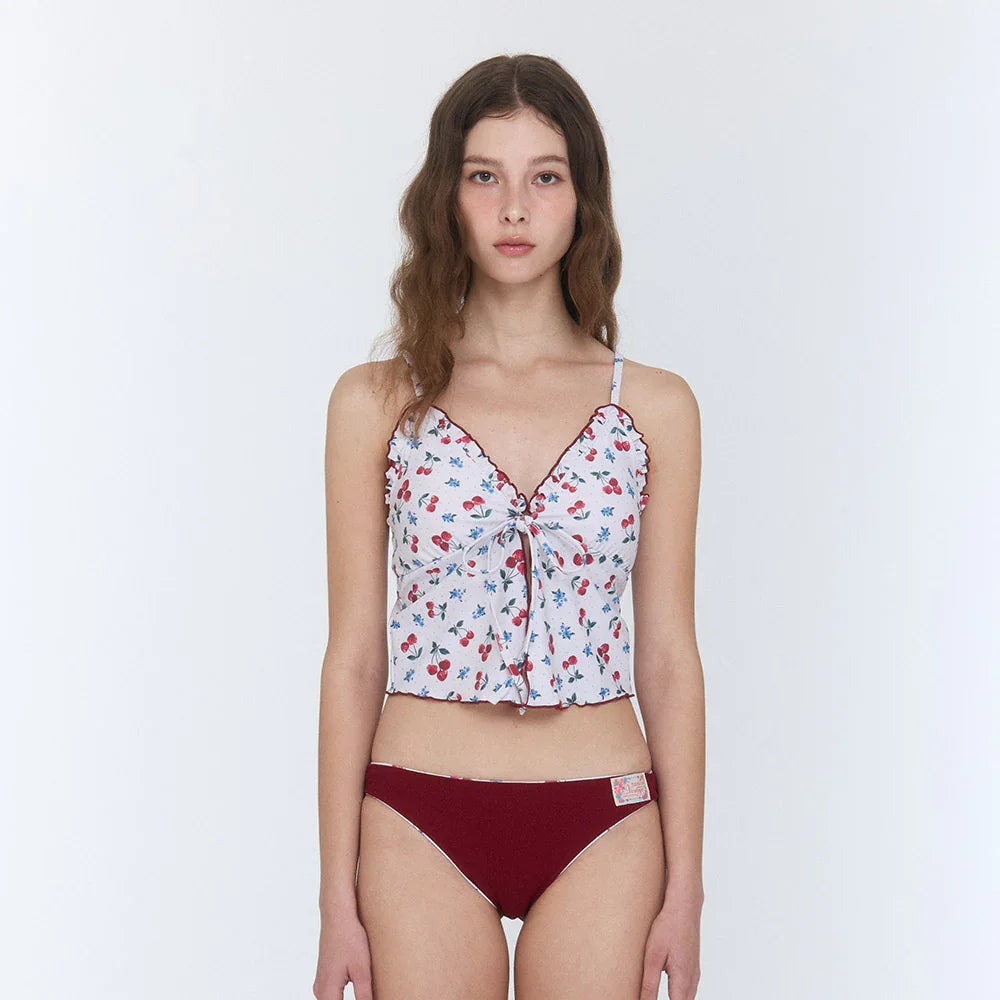 LOOPLOOP Classic Reversible Bikini Bottom Cherry Bomb Ivory-2