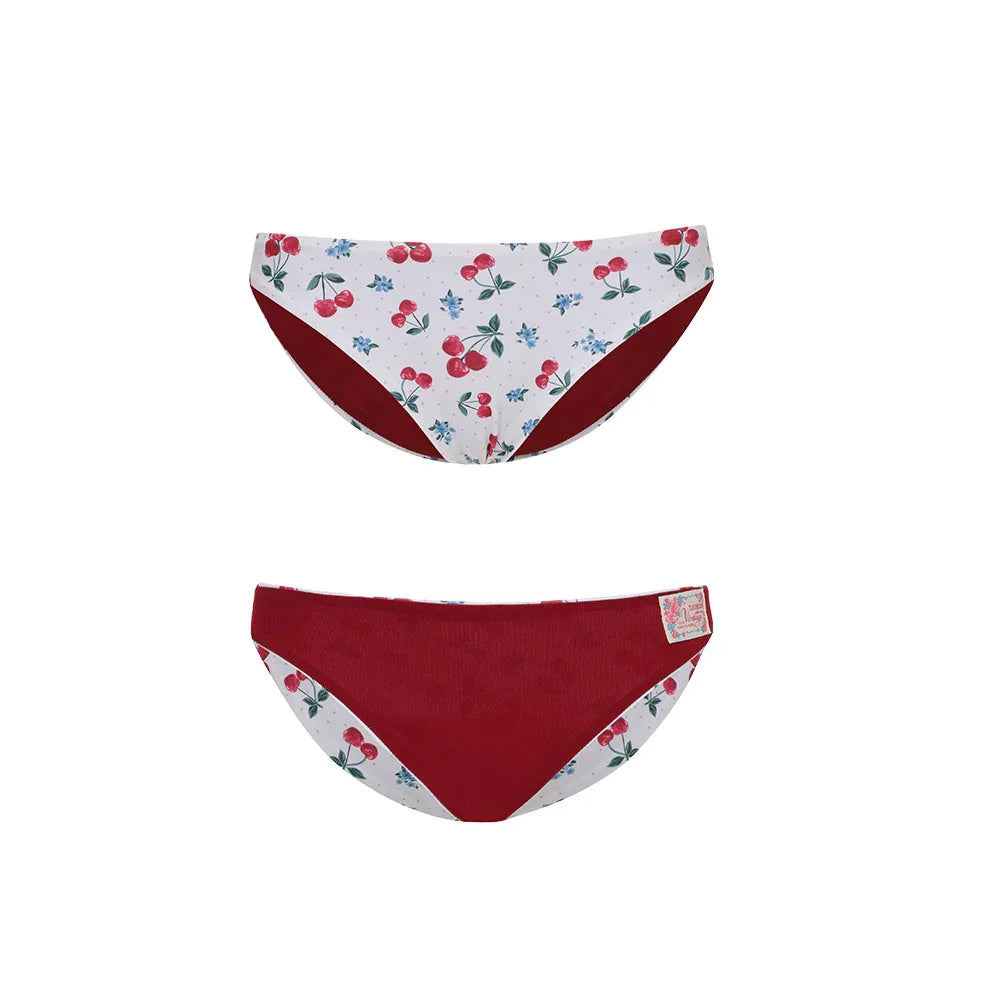 LOOPLOOP Classic Reversible Bikini Bottom Cherry Bomb Ivory