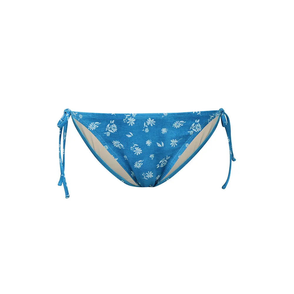 LOOPLOOP String Bikini Bottom Floral Denim Dress