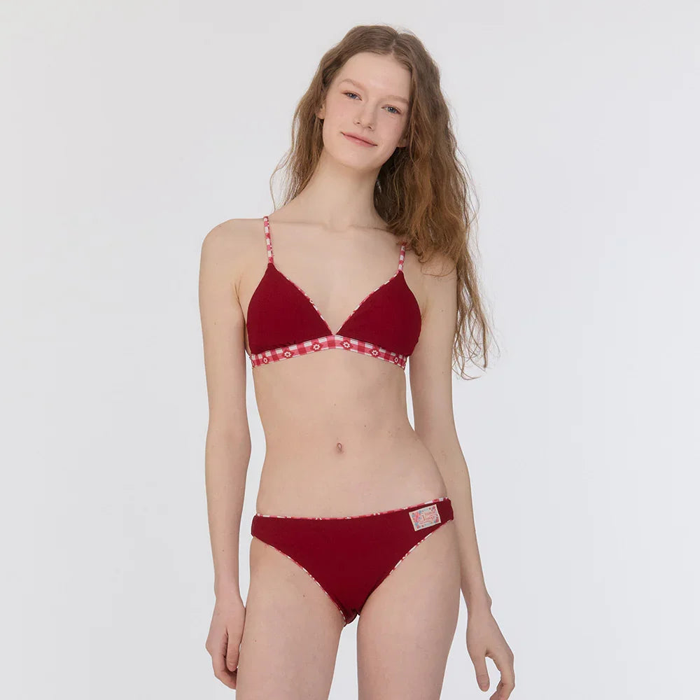 LOOPLOOP Classic Reversible Bikini Bottom Gingham Cottage Red-3