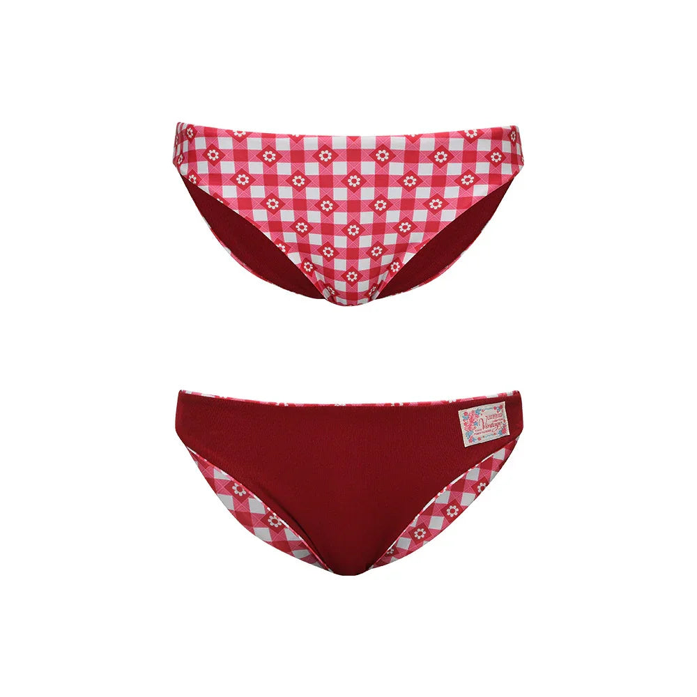 LOOPLOOP Classic Reversible Bikini Bottom Gingham Cottage Red