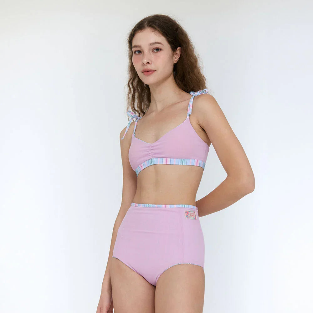 LOOPLOOP High Reversible Bikini Bottom Milky Stripes Blue Cloud-3