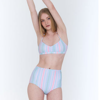 High Reversible Bikini Bottom Milky Stripes Blue Cloud