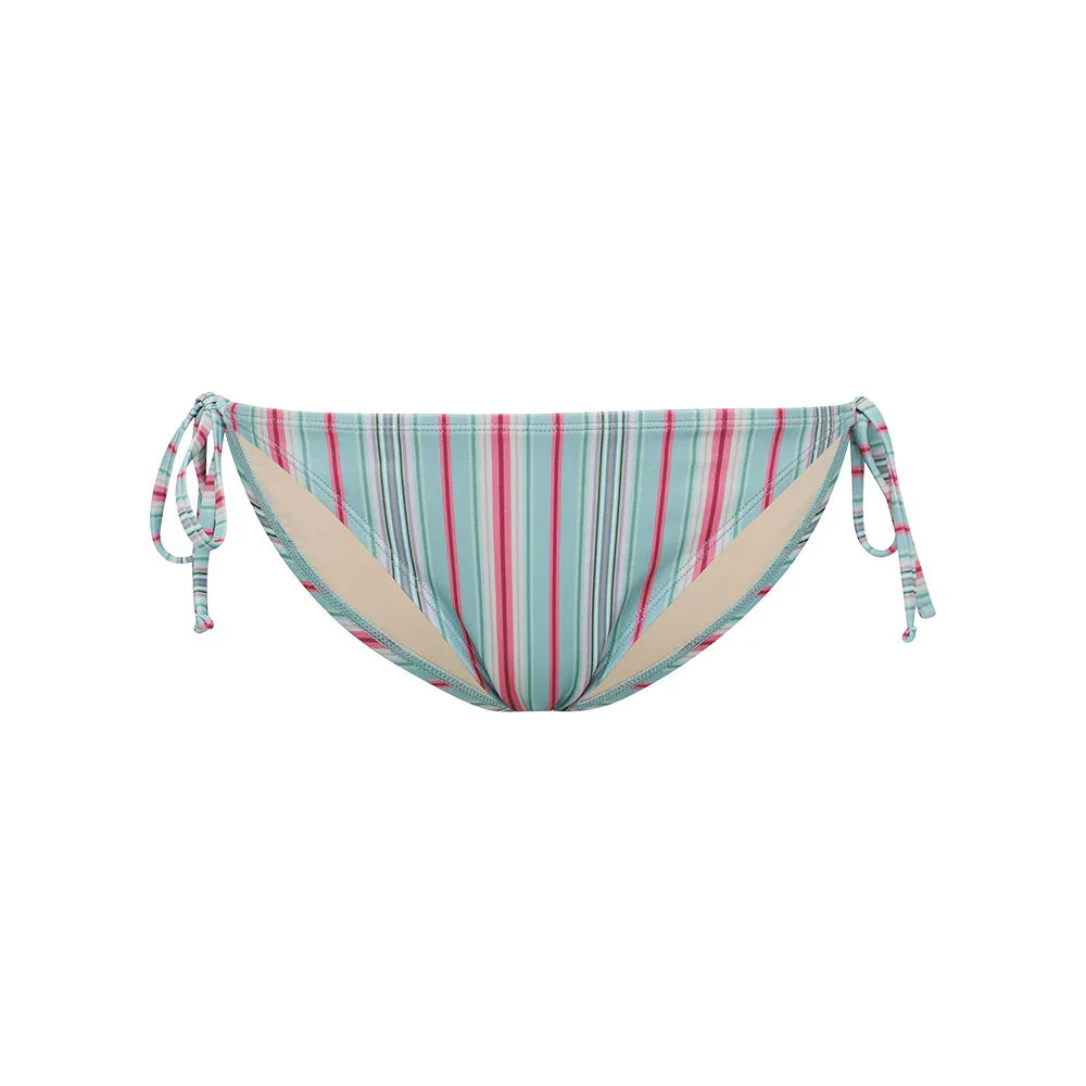 LOOPLOOP String Bikini Bottom Milky Stripes Green Fig