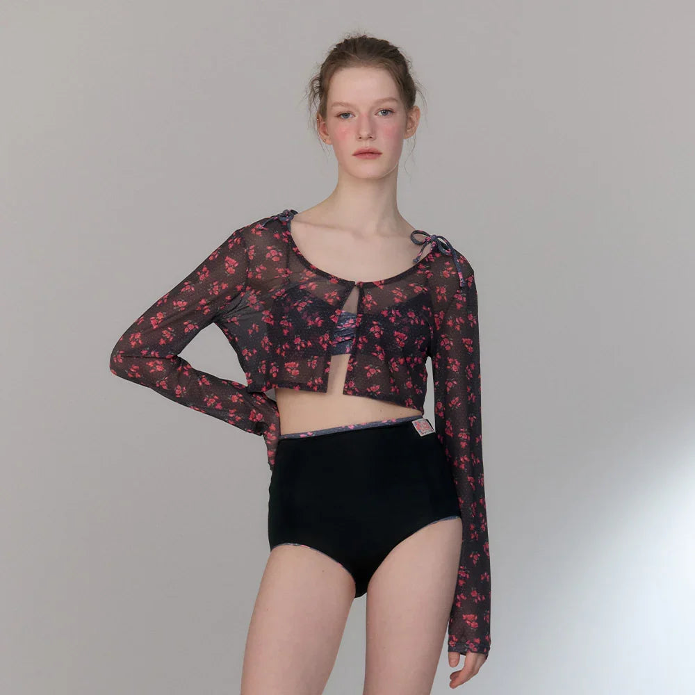 LOOPLOOP High Reversible Bikini Bottom Rosy Dots Dark Grey-4