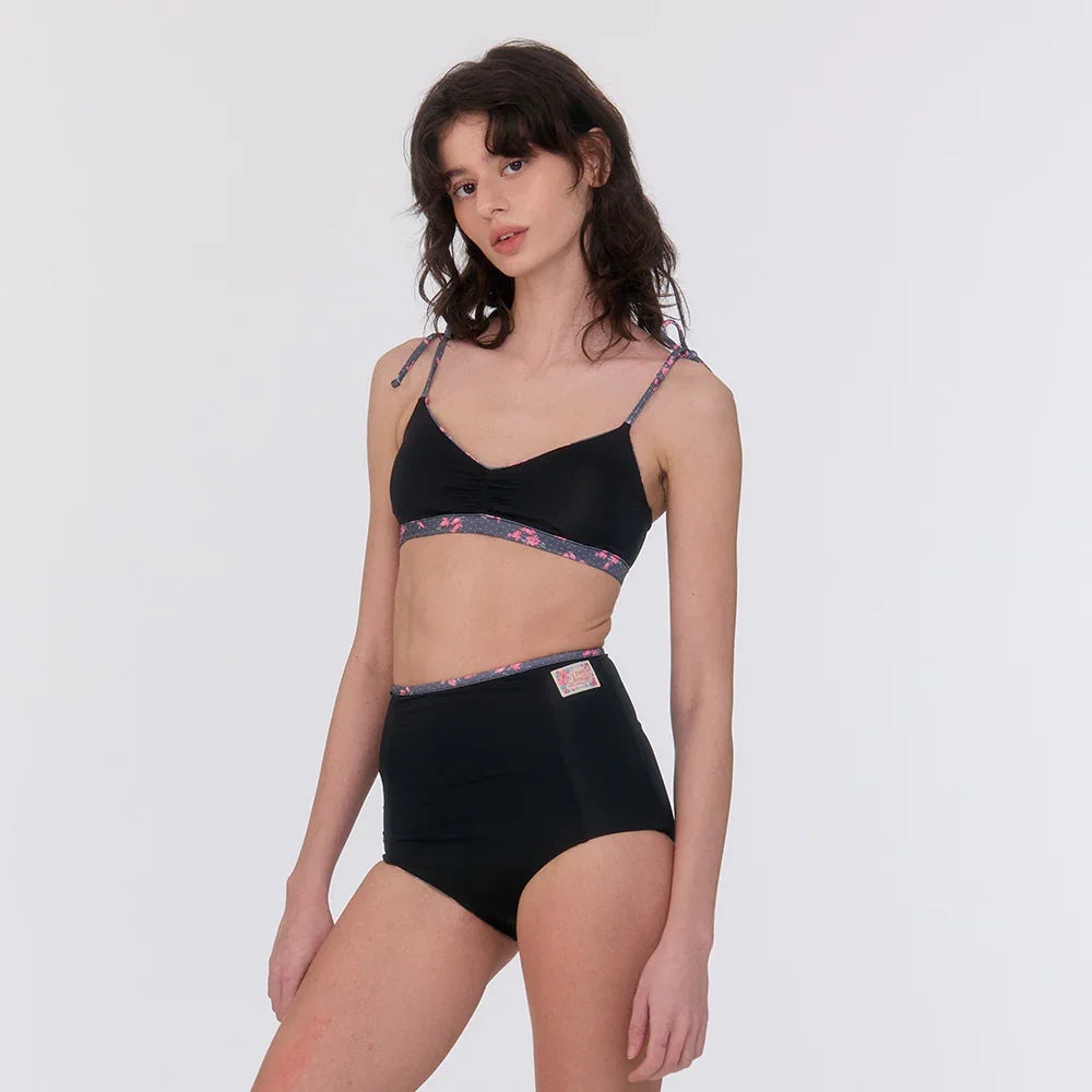 LOOPLOOP High Reversible Bikini Bottom Rosy Dots Dark Grey-3