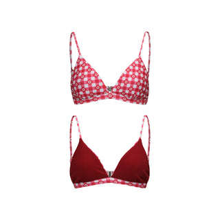 Triangle Reversible Bikini Top Gingham Cottage Red