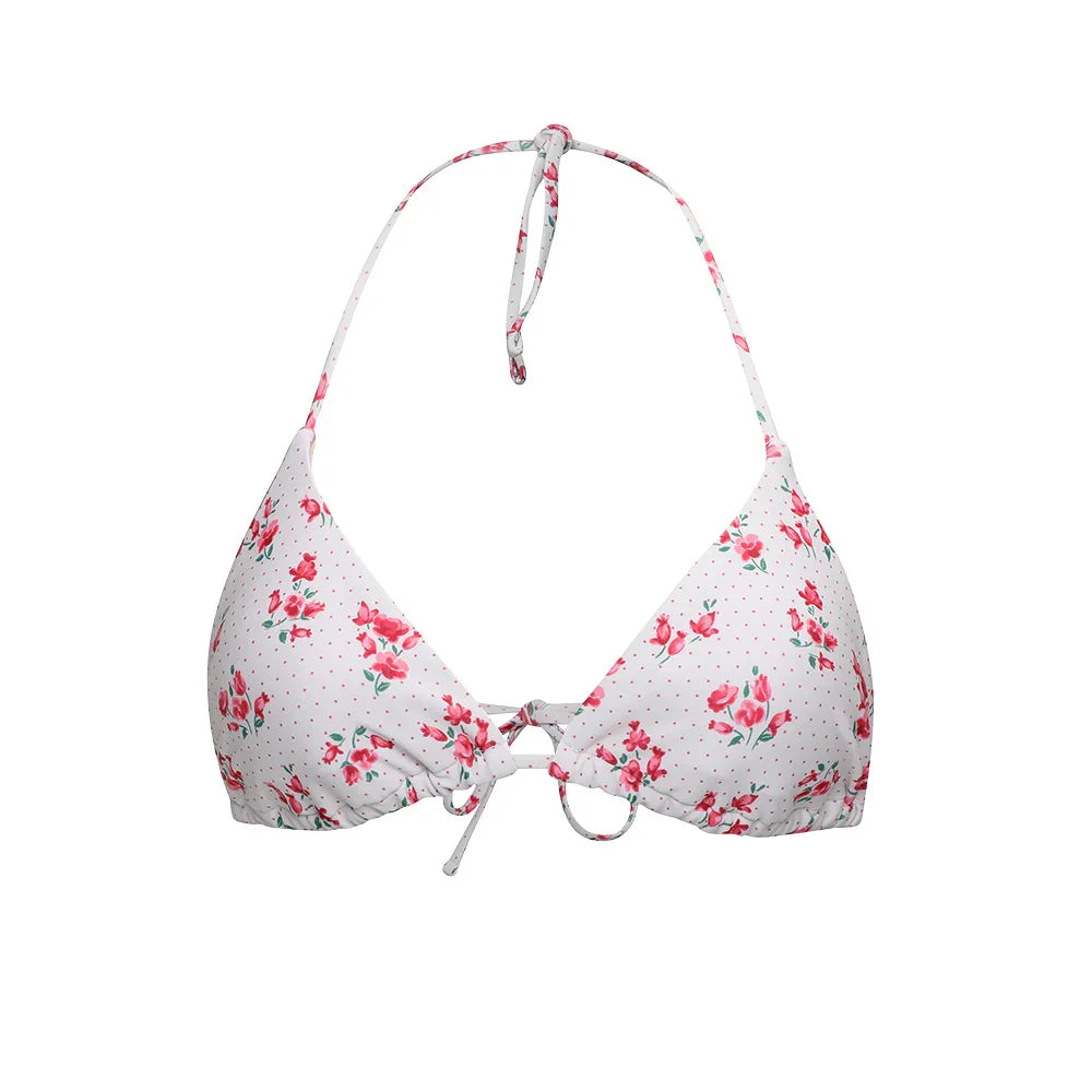 LOOPLOOP String Bikini Top Rosy Dots Red