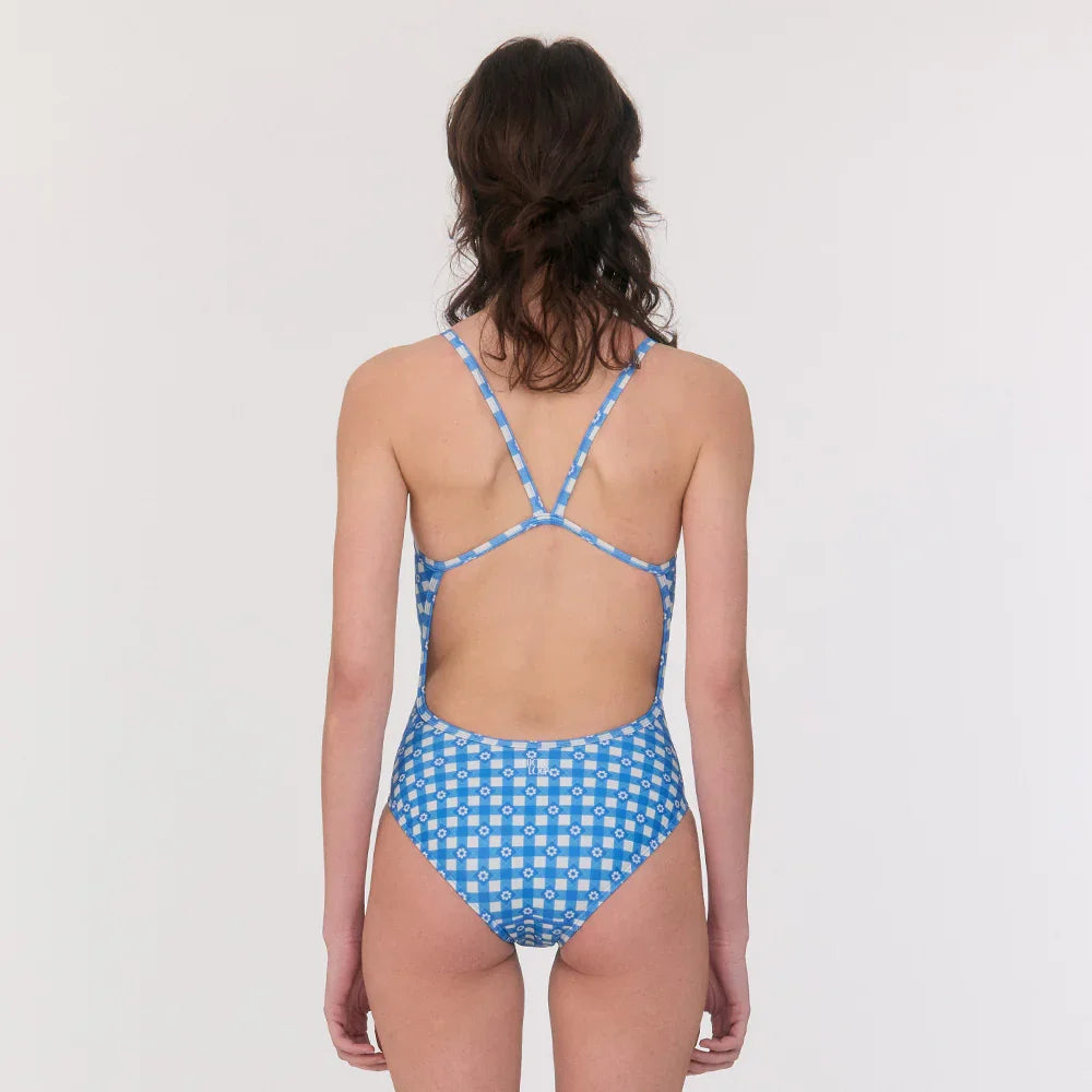 LOOPLOOP Gingham Cottage Blue One Piece Swimsuit-2