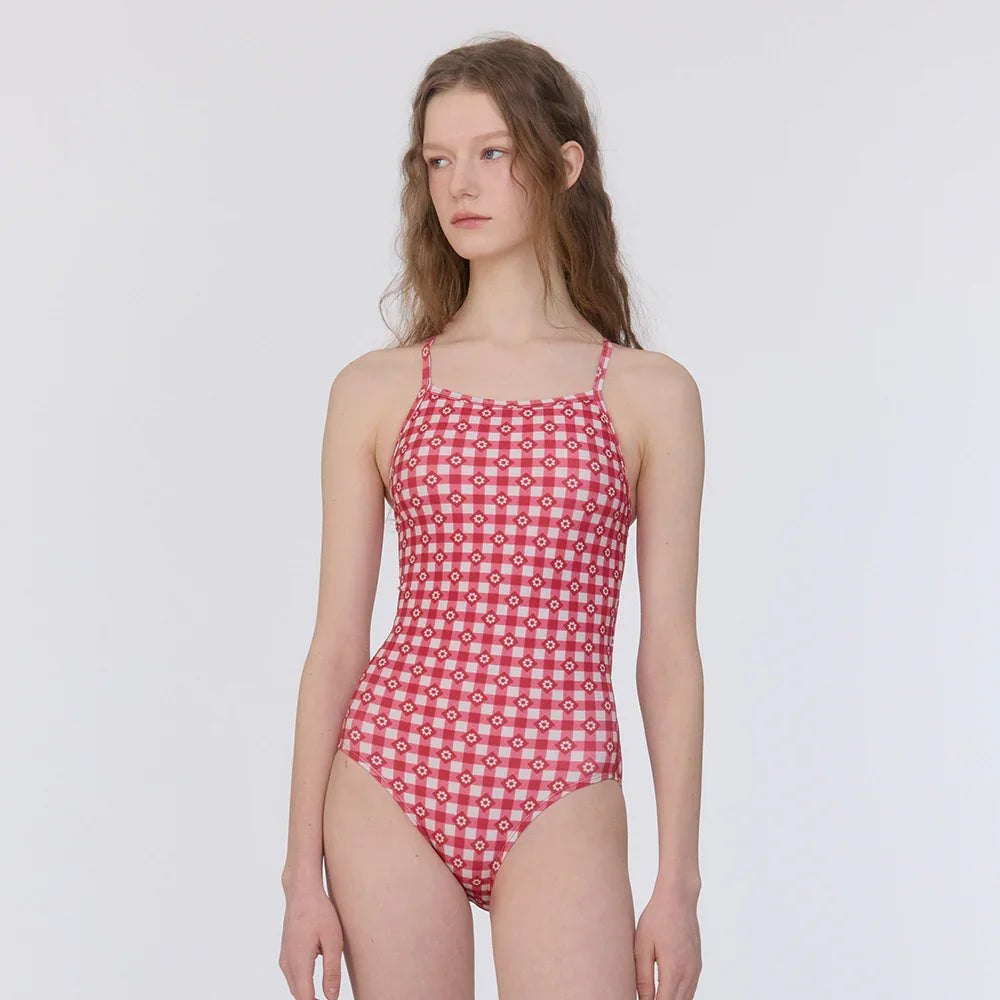 LOOPLOOP Gingham Cottage Red One Piece Swimsuit