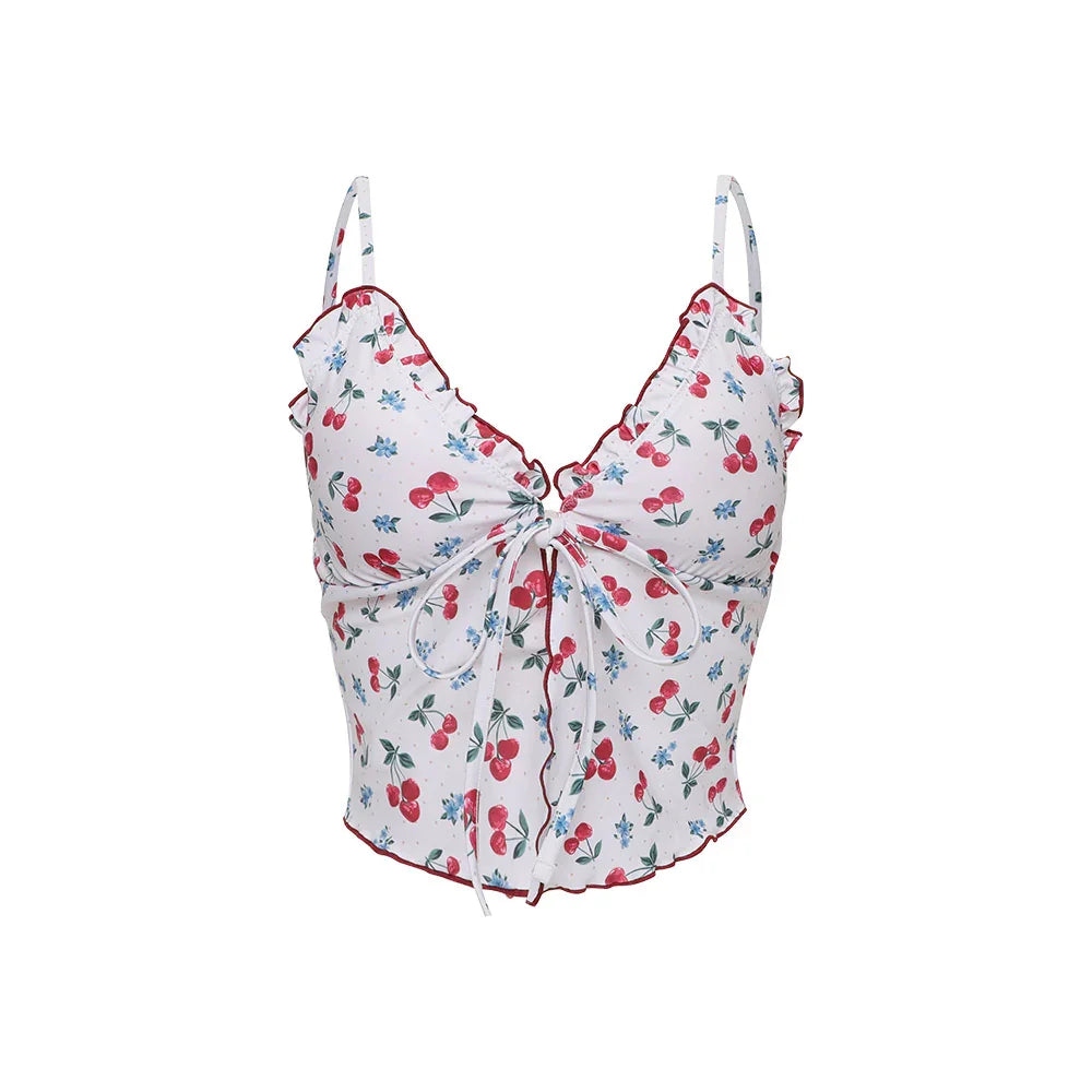 LOOPLOOP Bustier Tankini Top Cherry Bomb Ivory