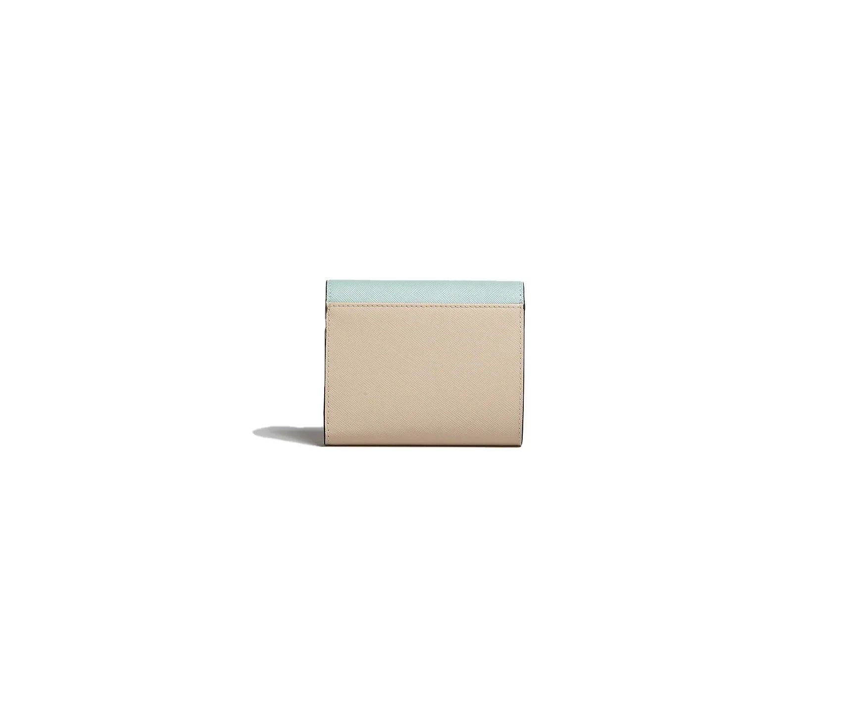 Marni flap squared wallet in beige and light blue leather with textured finish