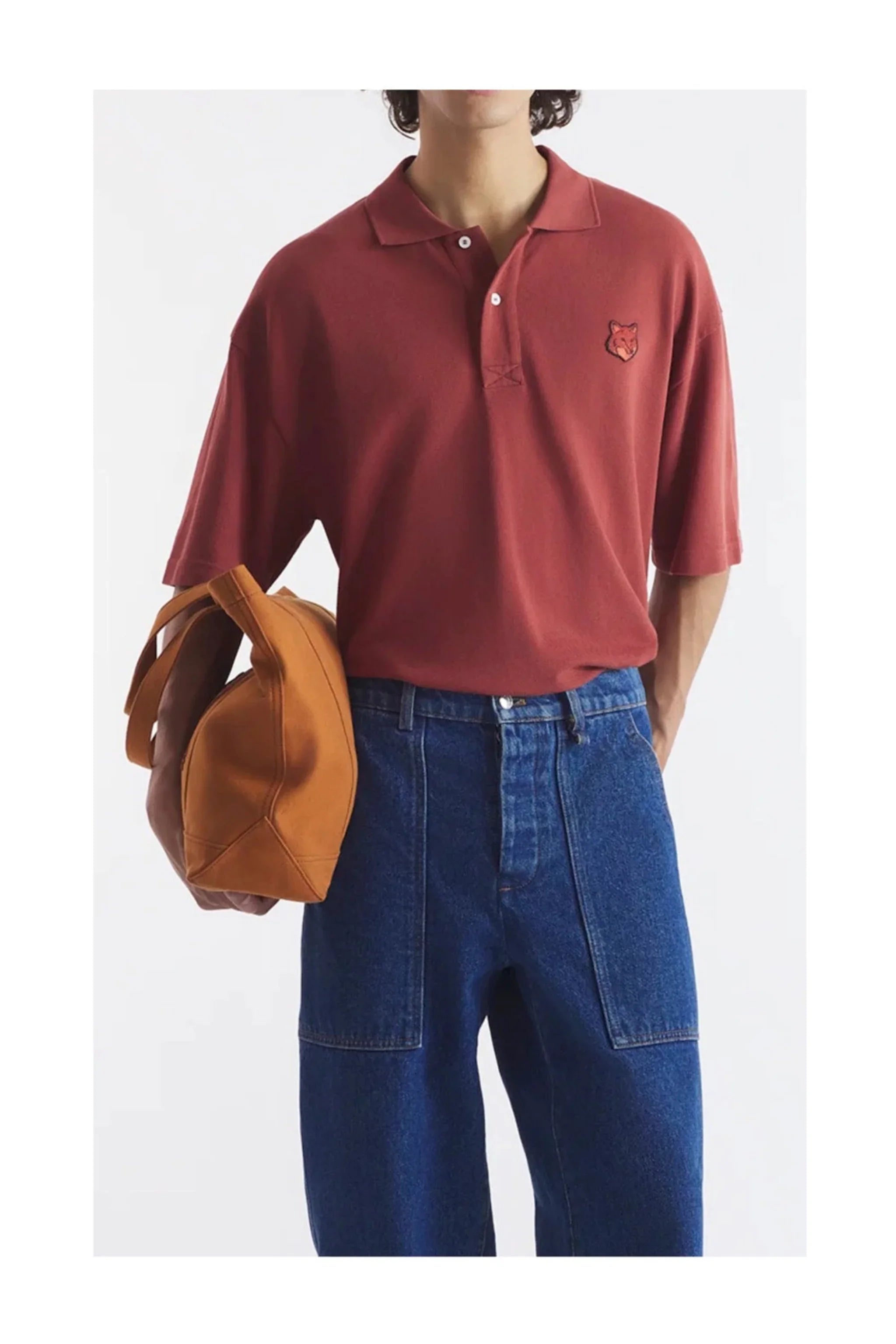 MAISON KITSUNE Bold Fox Head Patch Oversize Polo-3