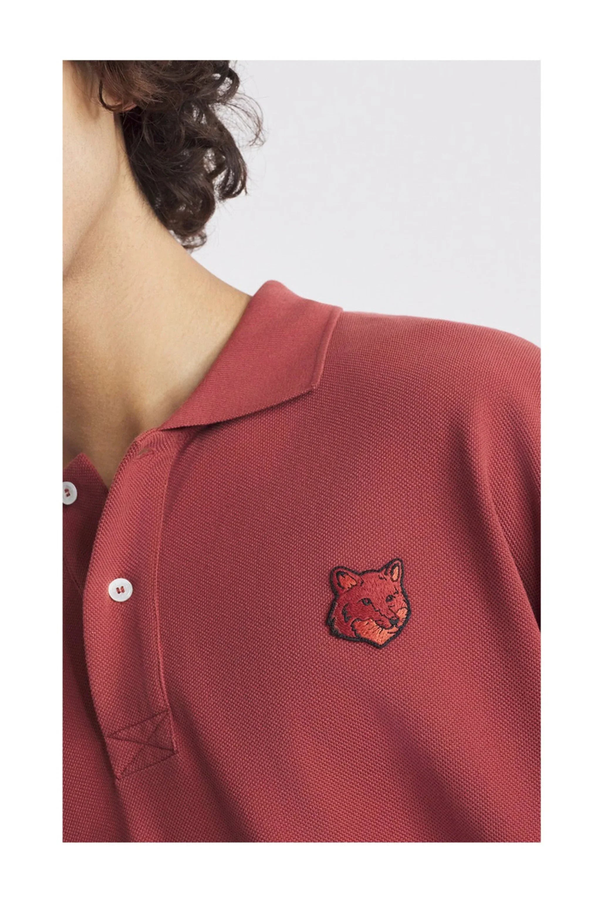 MAISON KITSUNE Bold Fox Head Patch Oversize Polo-4
