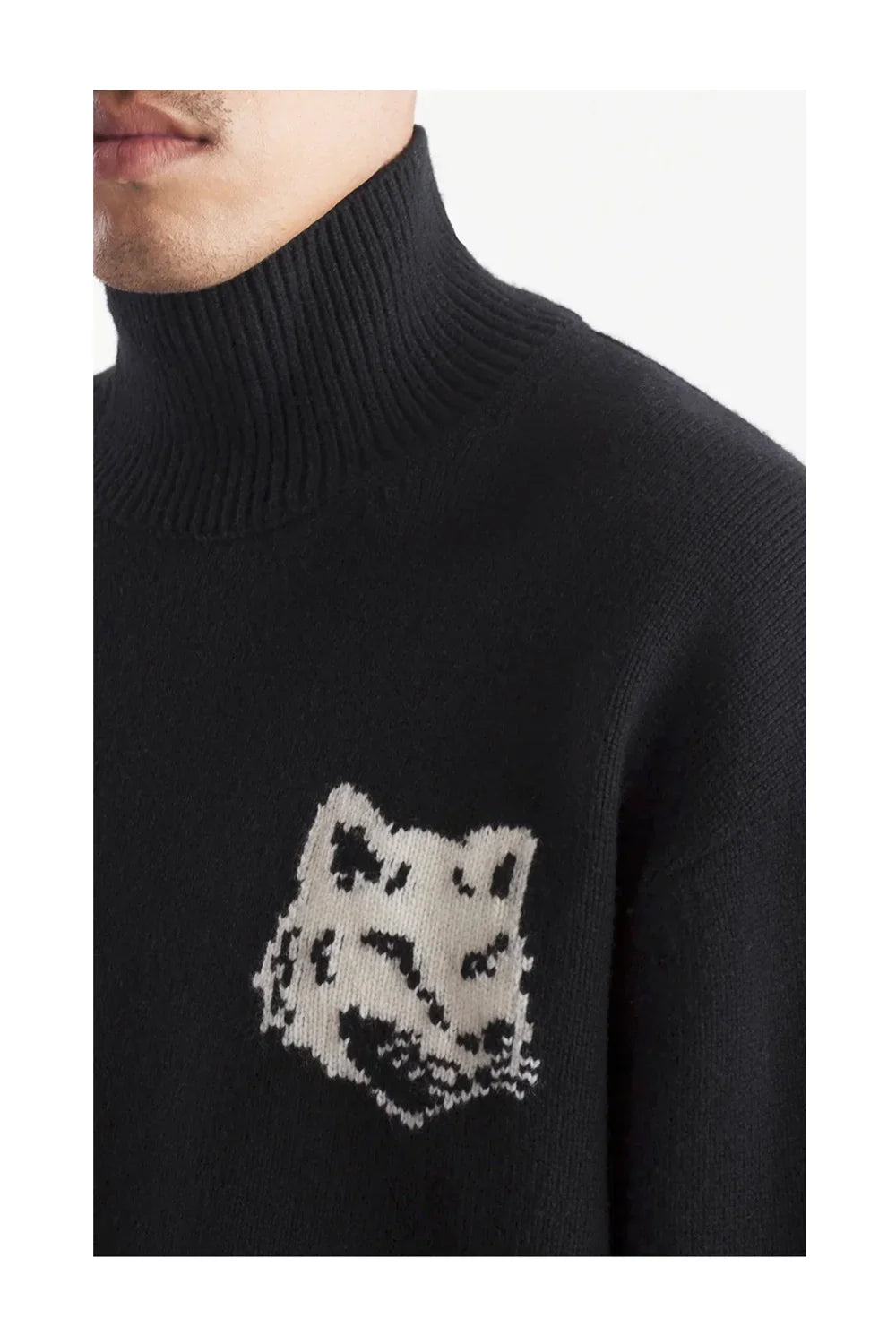 MAISON KITSUNÉ Fox Head Intarsia Comfort High Neck Jumper-3