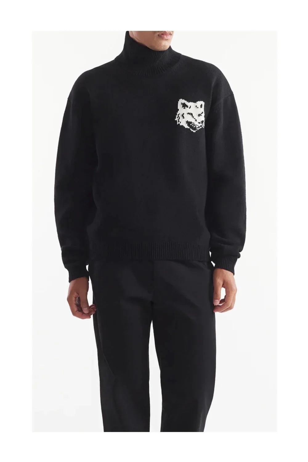 MAISON KITSUNÉ Fox Head Intarsia Comfort High Neck Jumper-4
