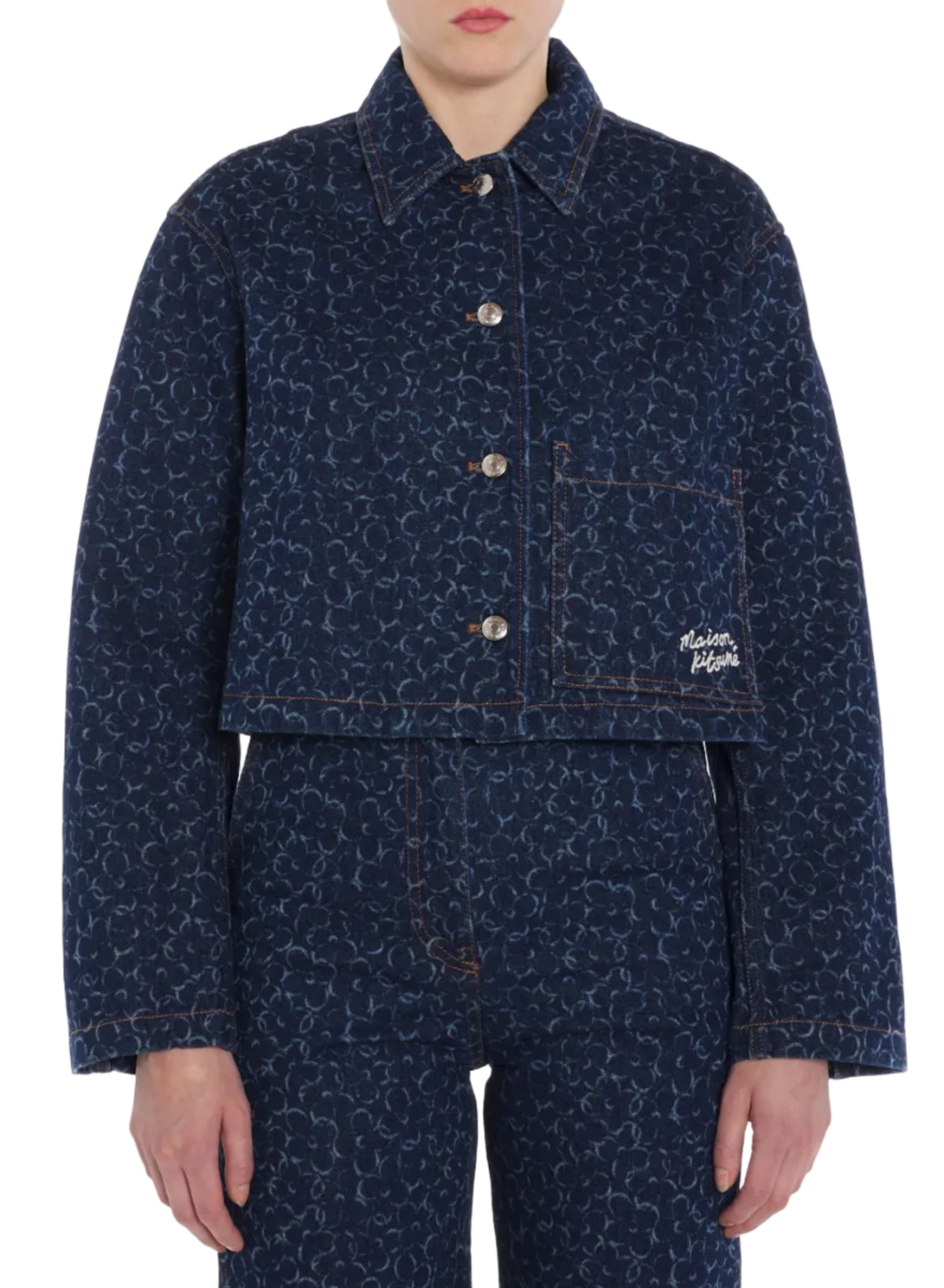 MAISON KITSUNÉ 크롭 데님 재킷 -2