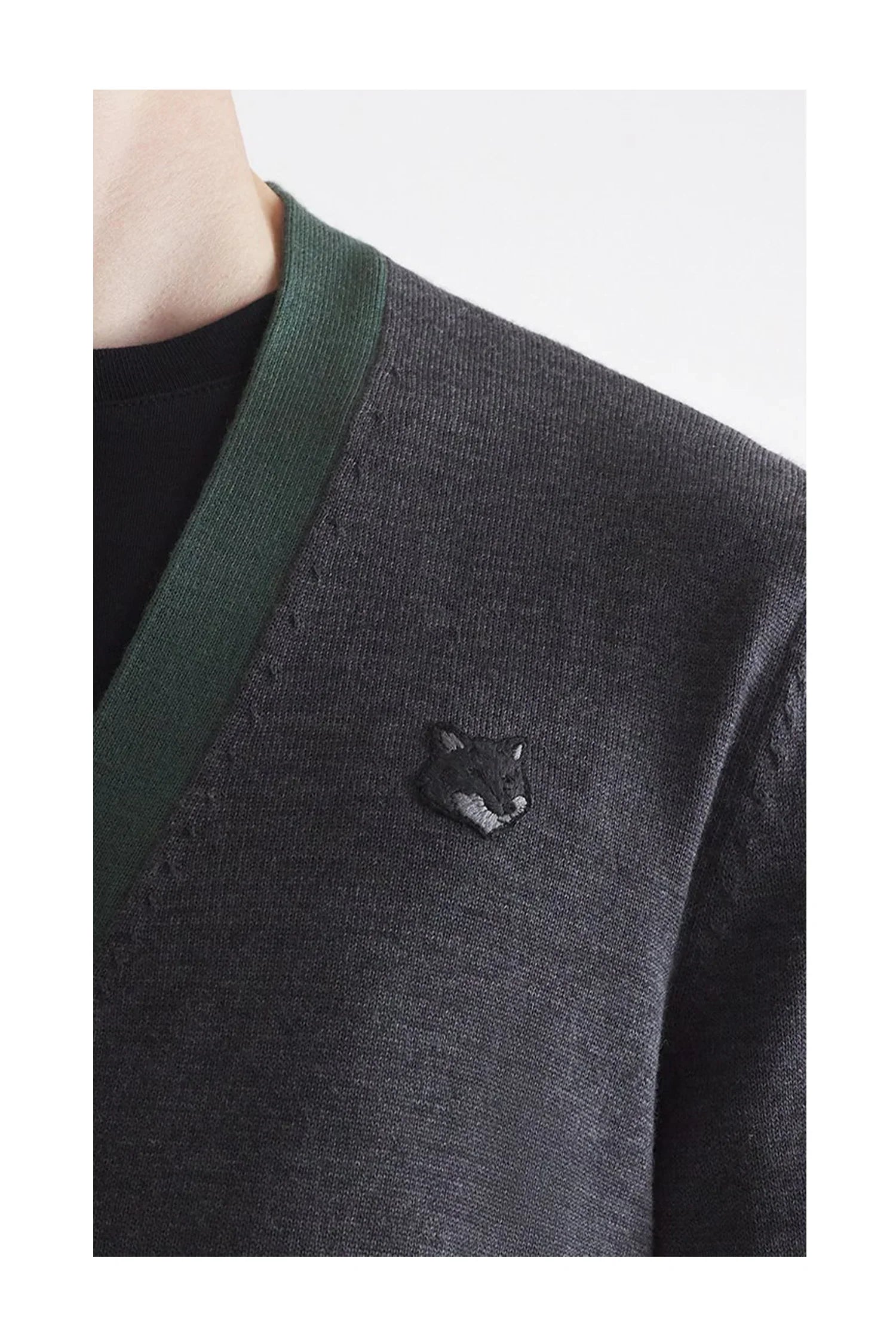 MAISON KITSUNÉ Bold Fox Head Patch Bi-Color Cardigan-3