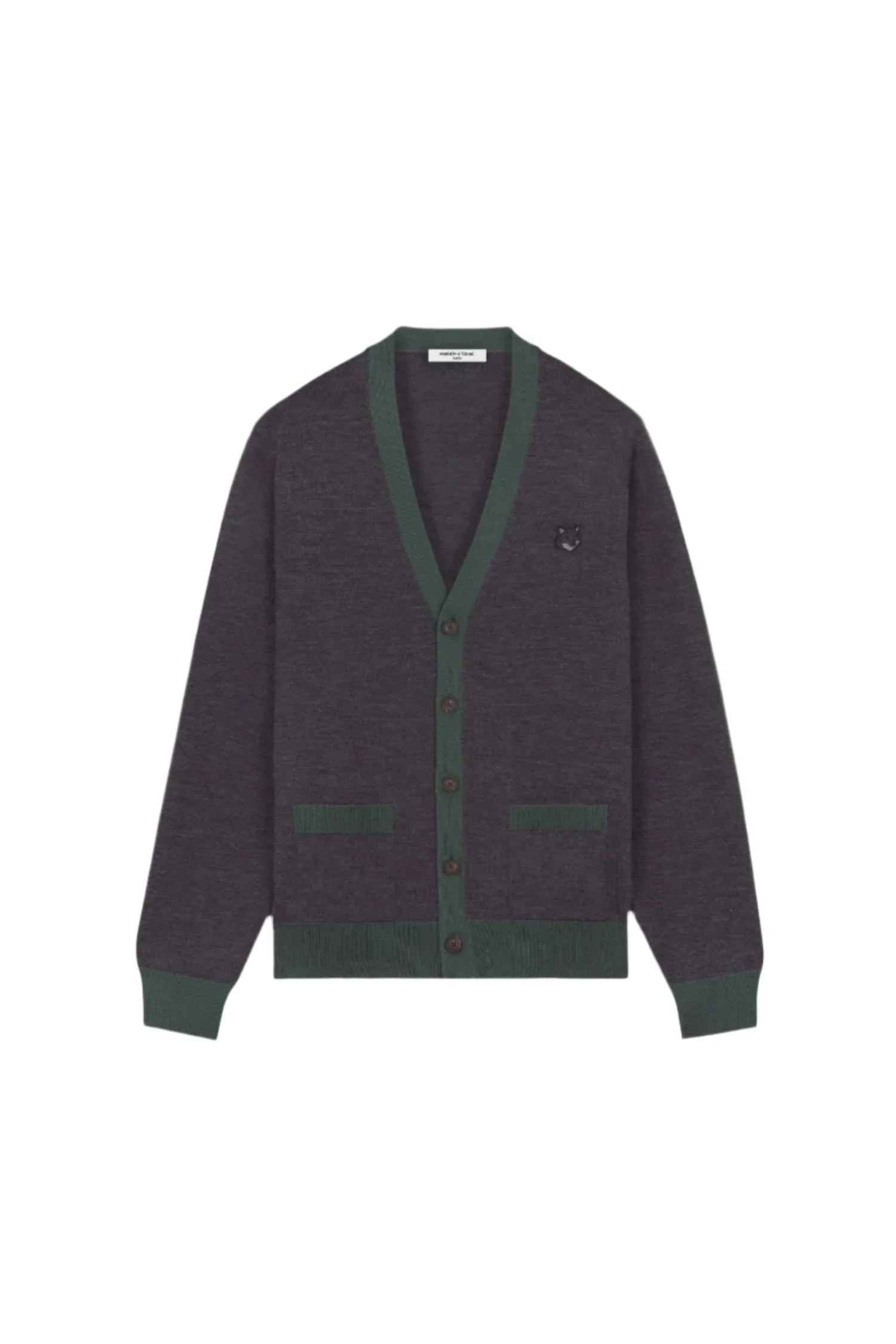 MAISON KITSUNÉ Bold Fox Head Patch Bi-Color Cardigan