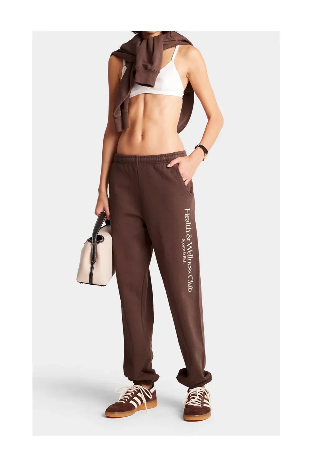 SPORTY & RICH H&W Crest Sweatpants | Chocolate-3