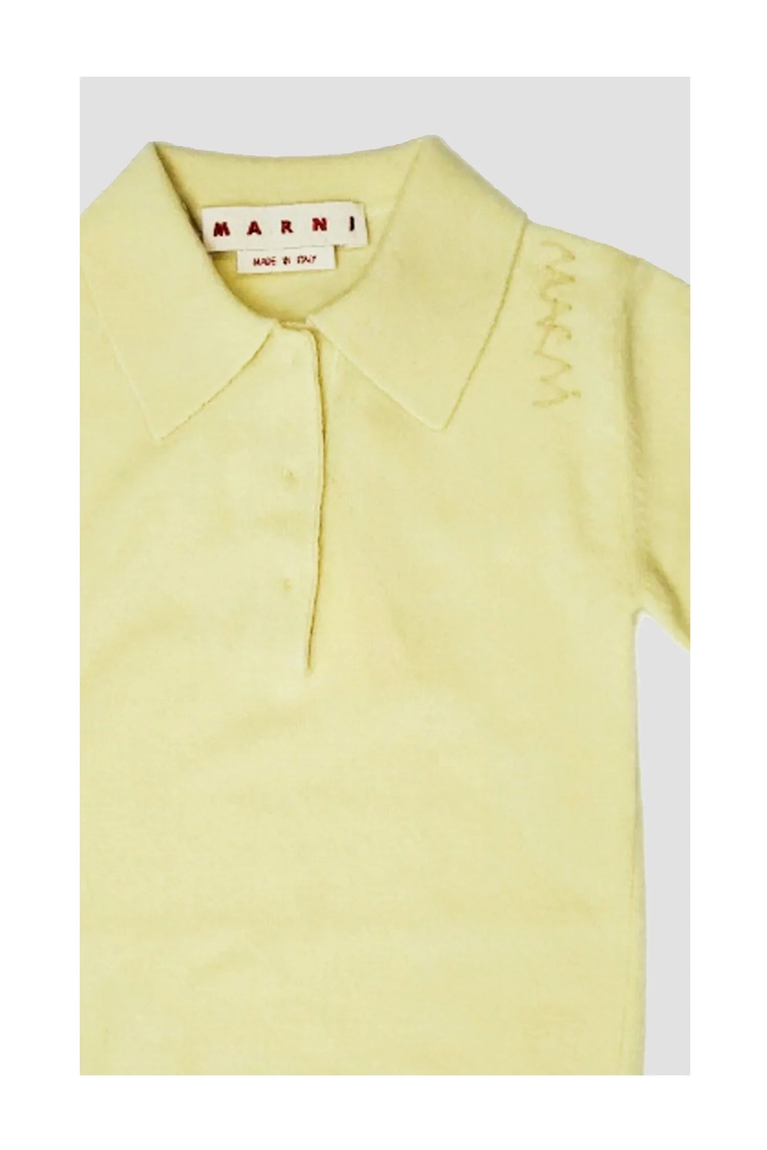 Light yellow Marni polo shirt with collar and embroidered detail on shoulder
