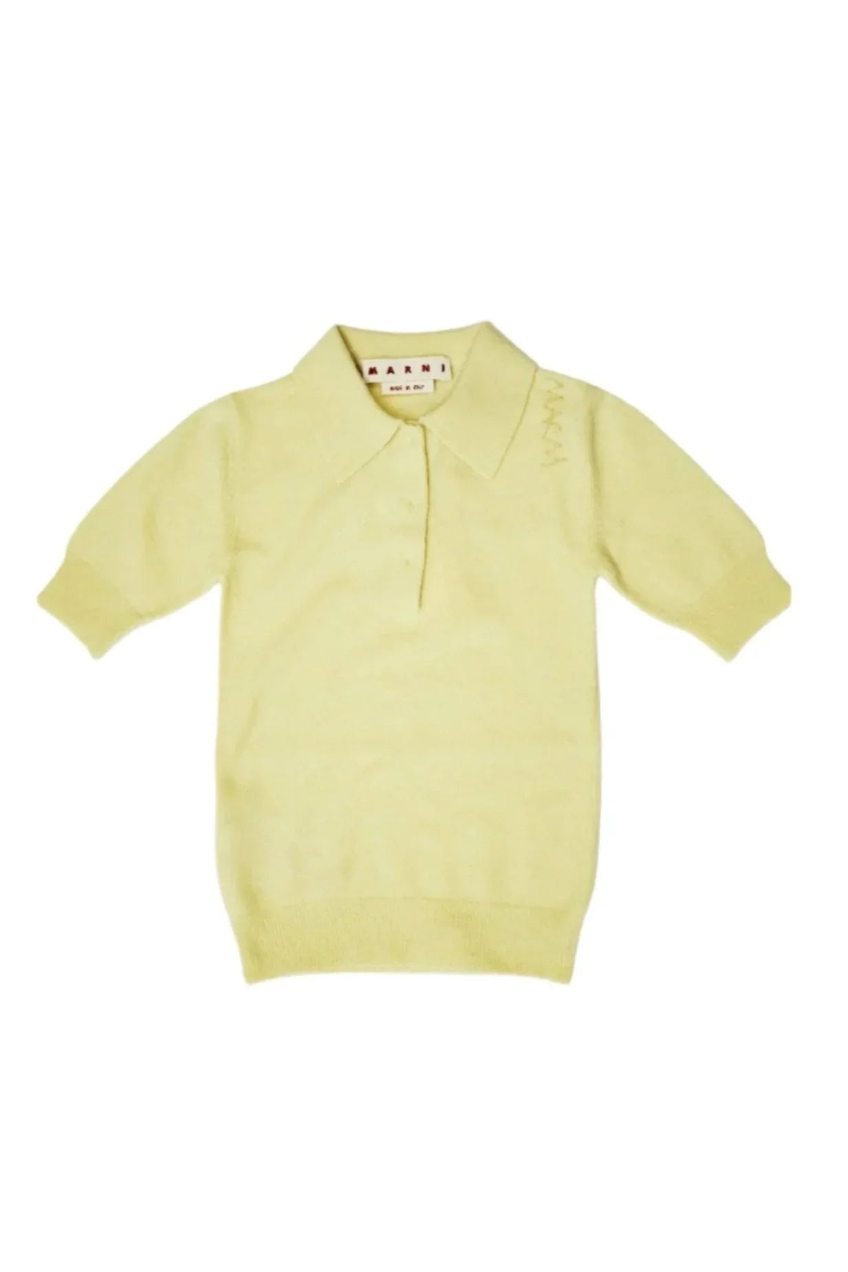 Marni pale yellow short-sleeve knit polo shirt with collar and button detail