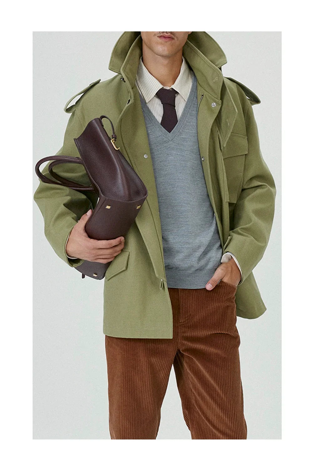 RECTO French Vintage Military Canvas Jacket-3