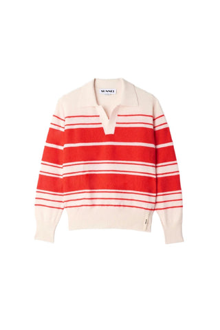 Striped Knit L/S Polo