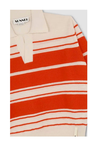 Striped Knit L/S Polo