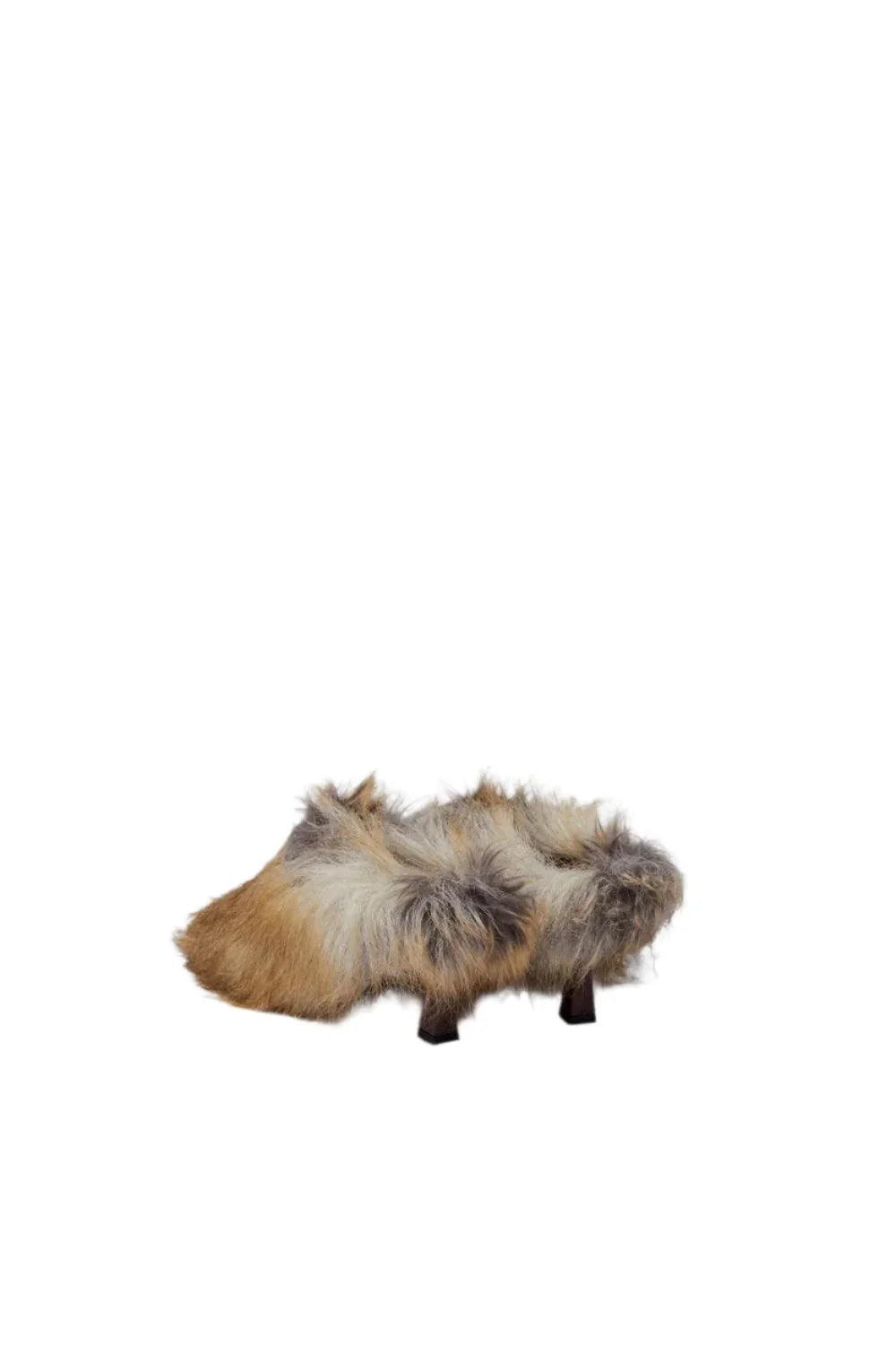 RECTO Lena Faux Fur Kitten Heel Mule | Camel-3