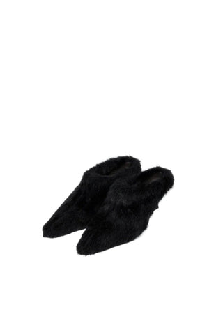 Lena Faux Fur Kitten Heel Mule