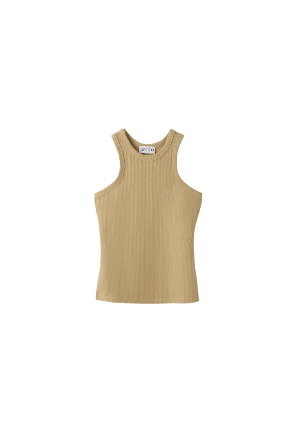 RECTO Jacquard Logo Ribbed Tank Top | Beige