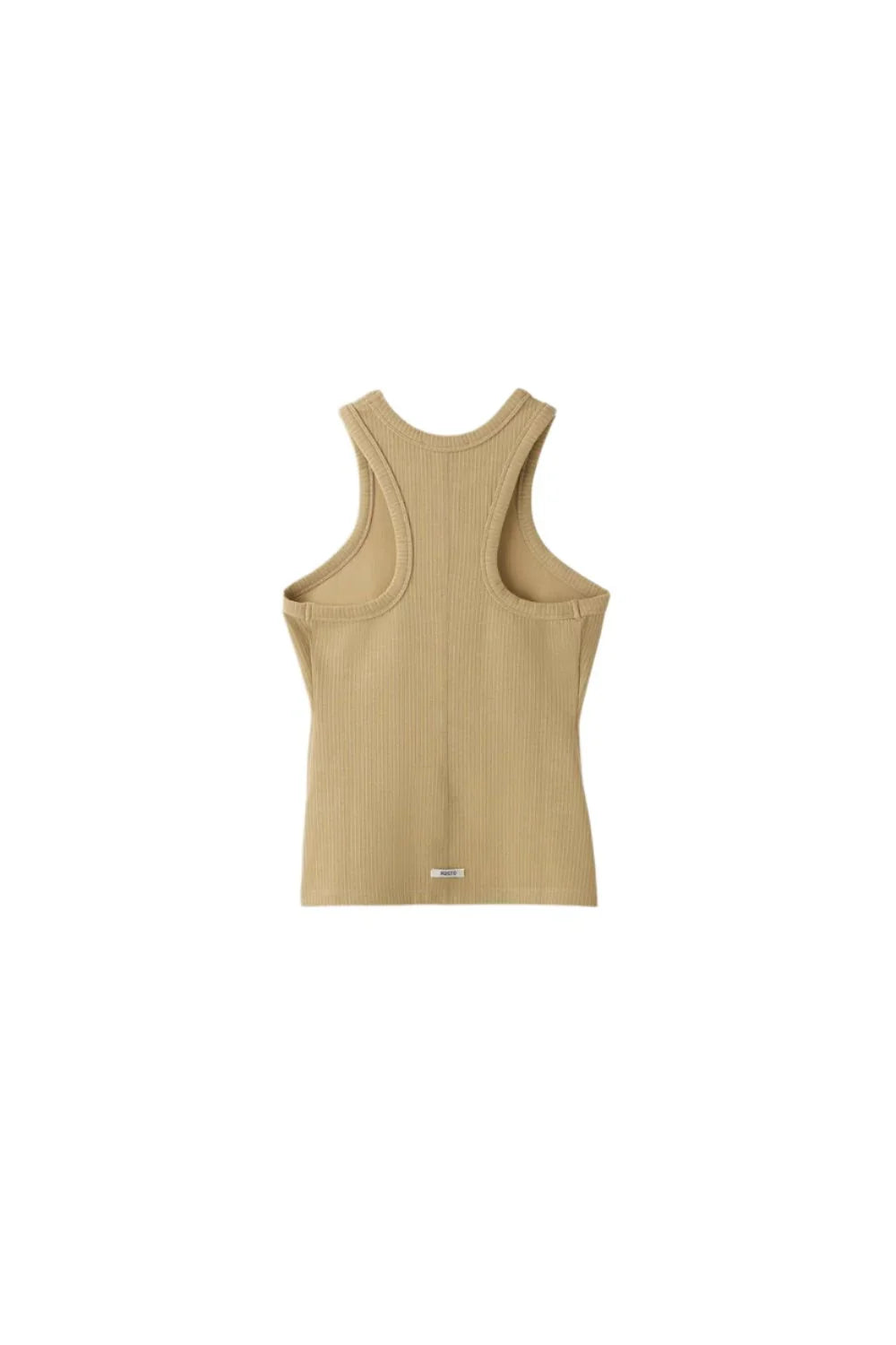 RECTO Jacquard Logo Ribbed Tank Top | Beige-2