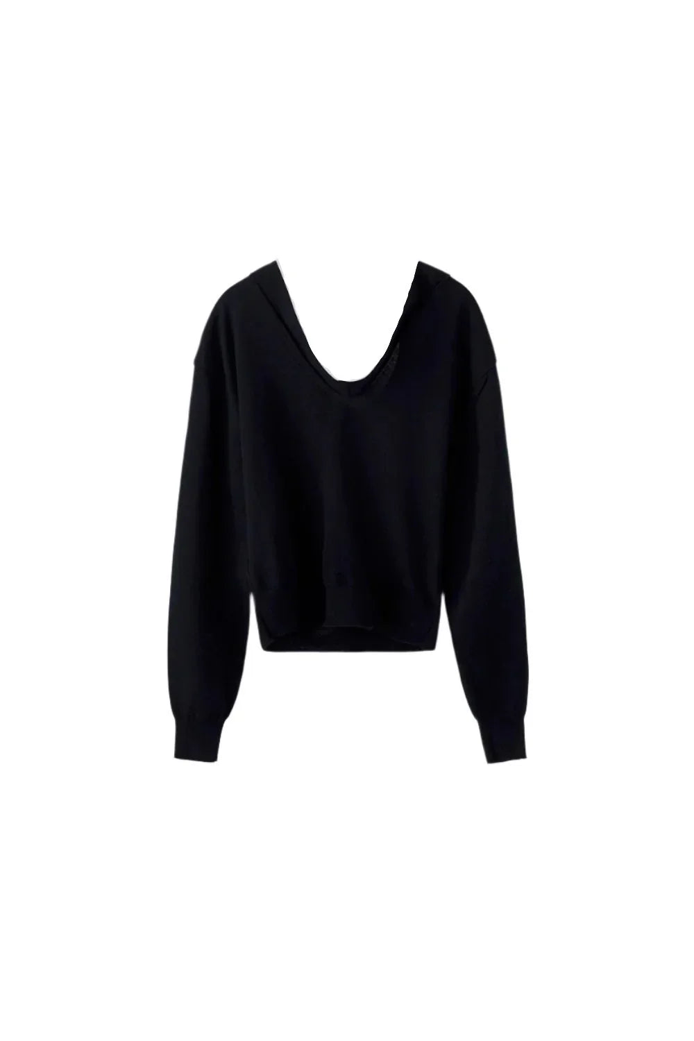 RECTO 100% Wool Drape Collar Knit Top