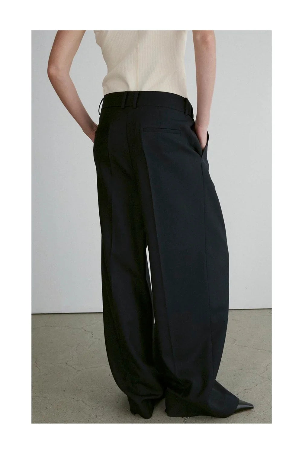 RECTO Gathered Waistband Wool Blend Pants-3