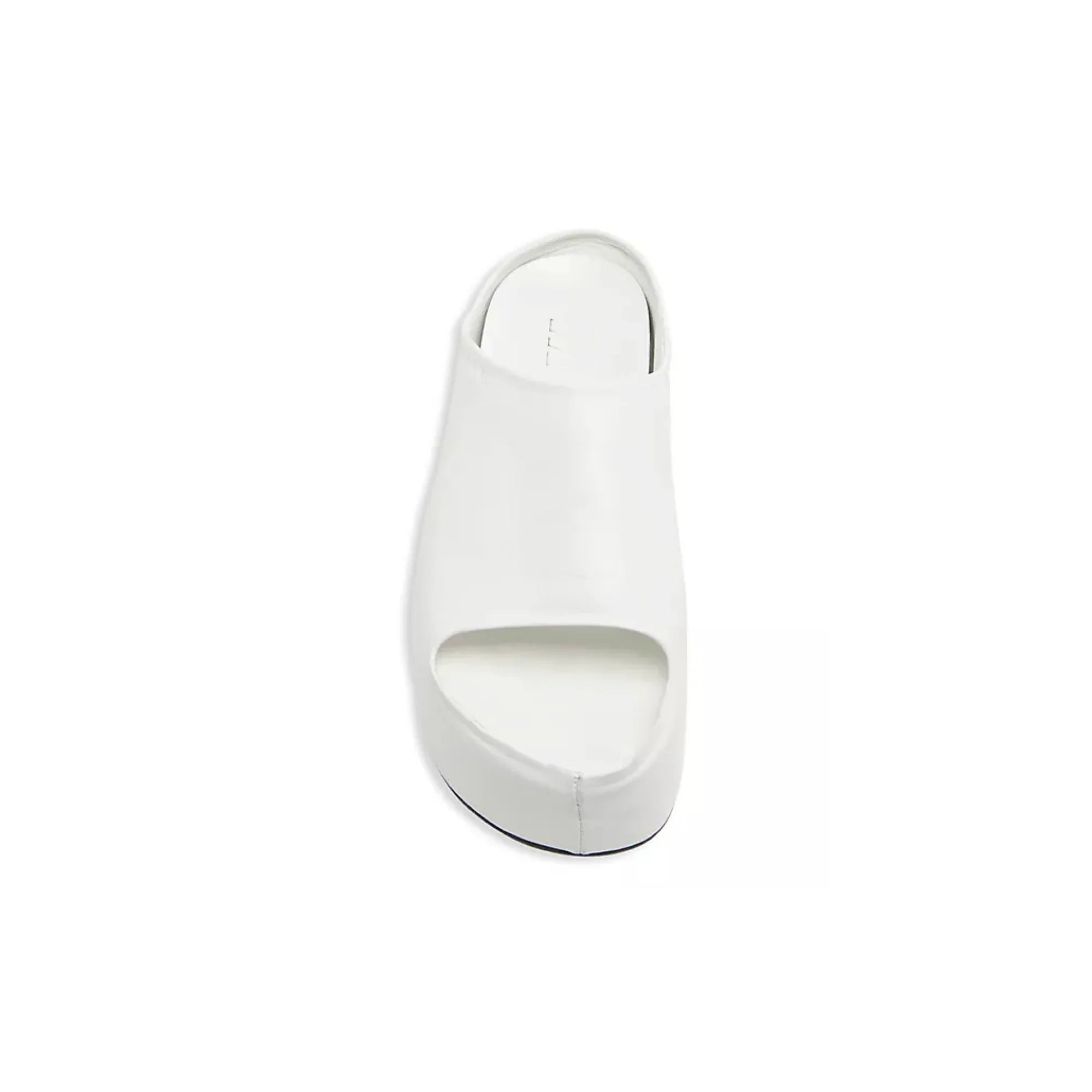 white open-toe slide sandal with thick sole on white background