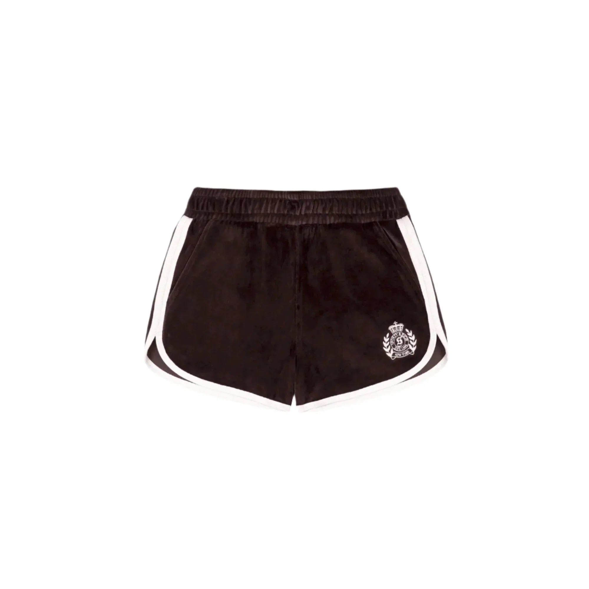 SPORTY & RICH NY Crest Velour Shorts