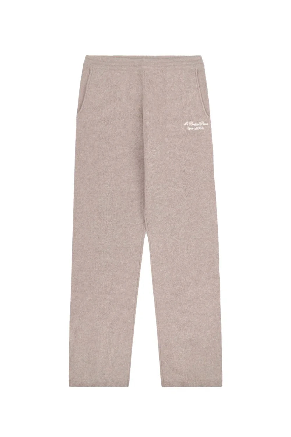 Beige cashmere pants with side pockets and embroidered Sporty & Rich logo