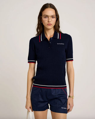 SPORTY & RICH Serif Logo Mila Polo Short Sleeves