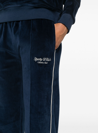 SPORTY & RICH Script Velour Track Pants