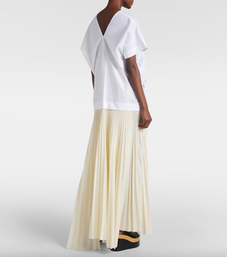 PLAN C Pleated Cotton-Blend Maxi Dress