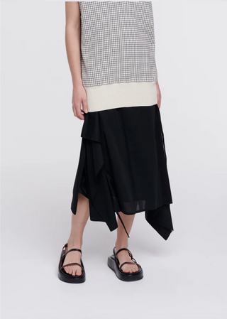 PLAN C Asymmetric Midi Skirt