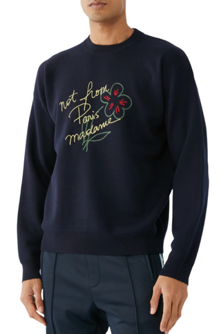 DRÔLE DE MONSIEUR La Mesh Slogan Sketch Sweater