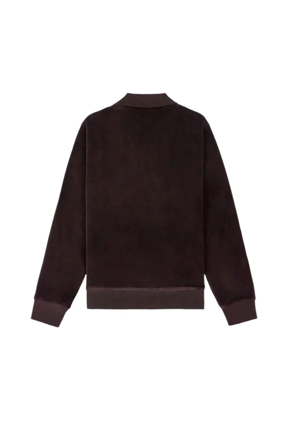 SPORTY & RICH NY Crest Long Sleeve Velour Polo Chocolate-2