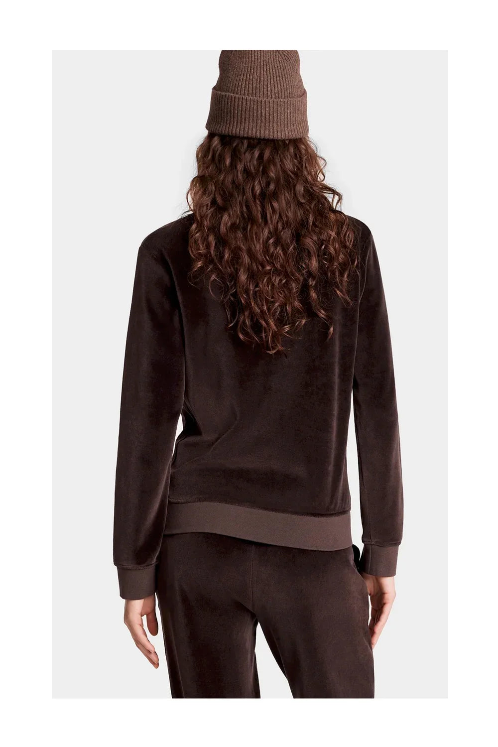 SPORTY & RICH NY Crest Long Sleeve Velour Polo Chocolate-4