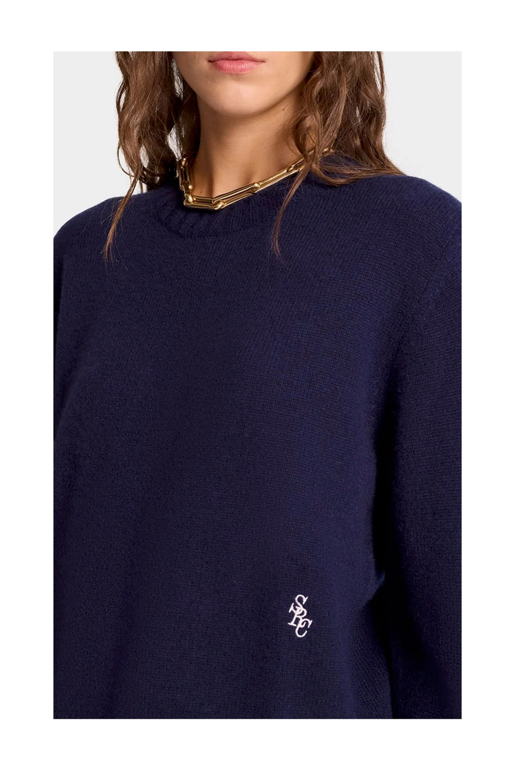 SPORTY & RICH SRC Cashmere Crewneck | Navy-4