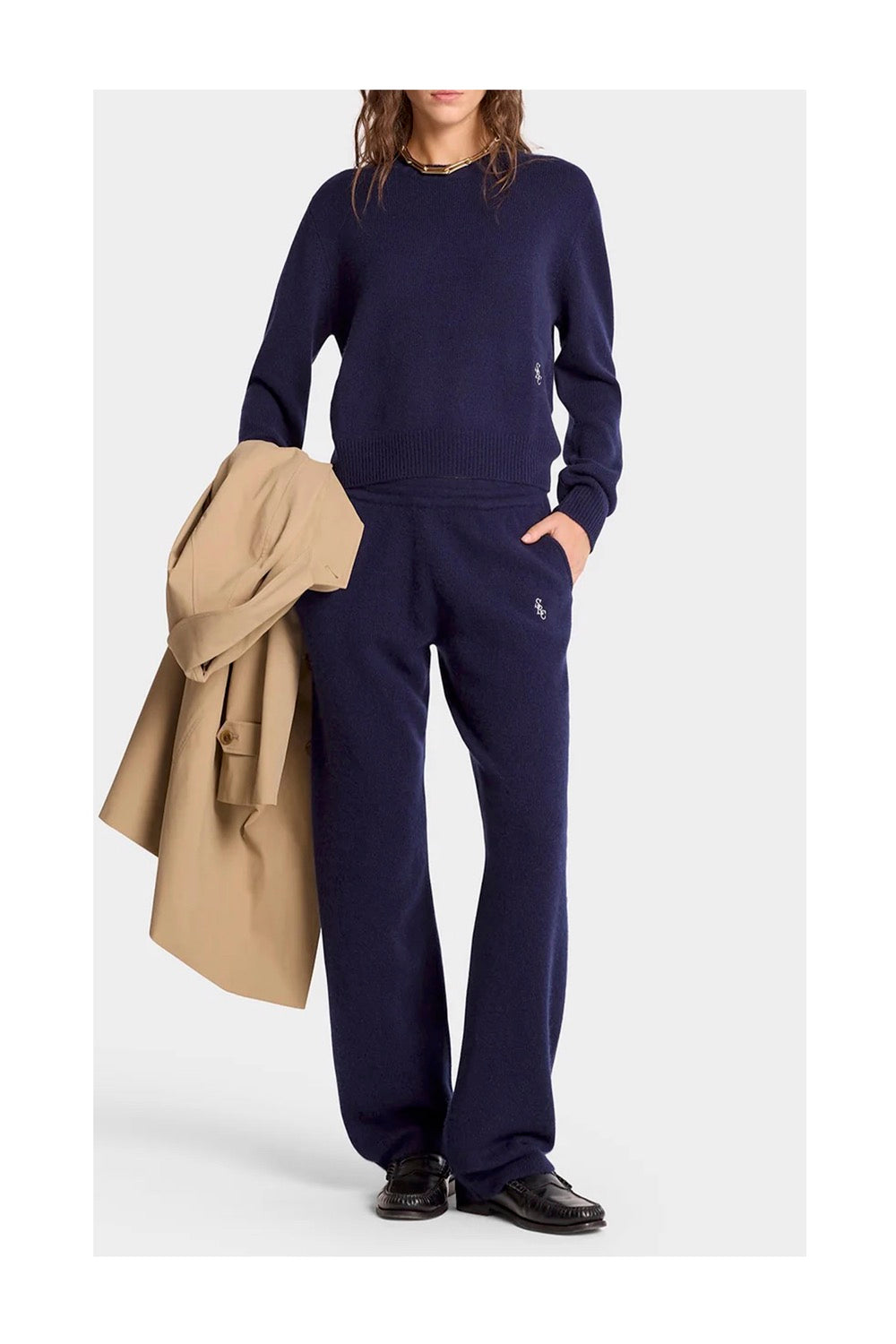 SPORTY & RICH SRC Cashmere Crewneck | Navy-3